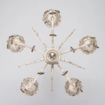 Подвесная люстра Eurosvet 3281 3281/5 белый с золотом / тонированный хрусталь (220V, хрусталь Strotskis, на цепи, подсвечник, свеча)