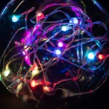 Светодиодная Гирлянда Роса 5м Разноцветная 24В, 10 LED, Провод Черный ПВХ, IP54