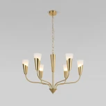 Подвесная люстра Wi-Fi Eurosvet Rhyton 60167/6 латунь (220V, управление смартфоном, голосовое управление, умный дом - Minimir Home, Алиса, Маруся, Салют, на цепи)