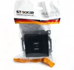 Розетка с USBх2 (черный) Stekker Катрин 39616