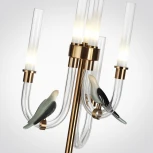 Торшер Odeon Light Lark 5431/12FL золотой(под латунь)/белый градиент/беж./зеленый/ металл/стекло/керамика LED 12W 4000K (220V, выключатель, птички)