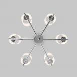 Подвесная люстра Wi-Fi Eurosvet Caprera 60146/6 никель (220V, управление смартфоном, голосовое управление, умный дом - Minimir Home, Алиса, Маруся, Салют, на цепи)