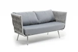 Диван 2-местный плетеный из роупа, каркас алюминий светло-серый, роуп светло-серый, ткань светло-серая 4SIS Монако MON-S2-002HG grey