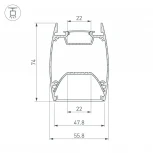 Профиль ARH-LINE-4874-DUAL-2000 ANOD (Arlight, Алюминий) 036345