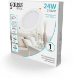 Светильник встраиваемый Gauss Downlight 9030520224 24W 2100m 4000K IP20 белый LED (220V, круглые)