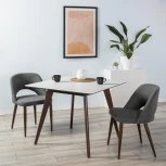 Стол R-Home Лунд 860*860 мрамор Бьянко Темный орех