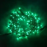 Гирлянда Нить 10м Зеленая с Мерцанием 220В, 100 LED, Провод Черный Каучук, IP65