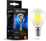 Лампочка светодиодная груша прозрачная колба E14 6 Вт 580 lm 2800K теплое желтое свечение Voltega Crystal 7021