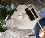 Журнальный стол La Forma (ex Julia Grup) Linha (Белый,Медный/ Мрамор,Металл,Медь)