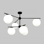 Потолочная люстра Wi-Fi на штанге Eurosvet Marbella 60147/6 черный (220V, управление смартфоном, голосовое управление, умный дом - Minimir Home, Алиса, Маруся, Салют, шар)