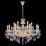 Подвесная большая люстра Crystal Lux MONICA SP10+5 GOLD (220V, подвески, на цепи, подсвечник, свеча)