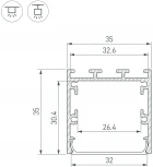Профиль LINE-M-3535-3000 BLACK (Arlight, Алюминий) 053402