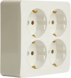 Розетка 4-х местная с заземлением (белый) Stekker София 49310