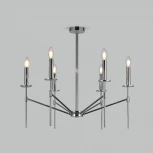 Потолочная люстра Wi-Fi на штанге Eurosvet Anders 60142/6 хром (220V, управление смартфоном, голосовое управление, умный дом - Minimir Home, Алиса, Маруся, Салют, свеча)
