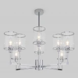 Потолочная люстра Wi-Fi на штанге Eurosvet Inari 60144/8 хром (220V, управление смартфоном, голосовое управление, умный дом - Minimir Home, Алиса, Маруся, Салют)