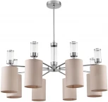 Потолочная люстра на штанге Lumion Arnika 6585/8 хром/бежевый, металл/текстиль, стекло E14 8*40W 220V