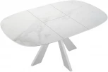 Стол DikLine SFK110 стекло белое мрамор глянец,подстолье белое,опоры белые (2 уп.)
