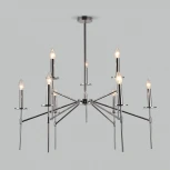 Потолочная люстра Wi-Fi на штанге Eurosvet Anders 60142/9 хром (220V, управление смартфоном, голосовое управление, умный дом - Minimir Home, Алиса, Маруся, Салют, свеча)