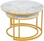 Набор кофейных столиков Tango бежевый мрамор с ножками матовое золото, 2шт Bradex Home RF 0353