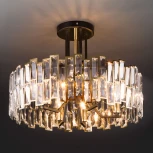 Потолочная люстра Wi-Fi на штанге Bogate's Zolletta 339/5 Strotskis Smart (313/5) (220V, хрусталь, управление смартфоном, голосовое управление, умный дом - Minimir Home, Алиса, Маруся, Салют, круглые)