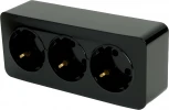 Розетка тройная с заземлением (черный) Stekker София 49318