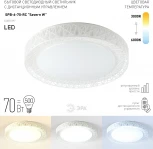 Потолочный светильник круглый светодиодный с пультом регулировкой цветовой температуры и яркости ЭРА SPB-6-70-RC Savern W (220V, круглые)