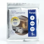 Светодиодная LED лента Feron LS530 48263 320SMD(2110)/м 8Вт/м 24V 5000*8*1.8мм 3000К