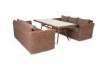 Обеденная группа из искусственного ротанга, цвет коричневый 4SIS Мокко Дабл MDS3S3C2T-5-SET brown