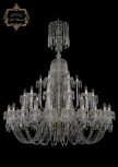 Подвесная большая люстра Art Classic 11.23 11.23.24+12+6.530.XL-172.Gd.Dr (220V, хрусталь, на цепи, подсвечник, свеча)