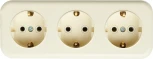 Розетка тройная с заземлением (слоновая кость) Stekker Брест 49054