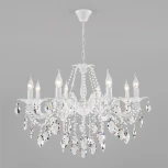 Подвесная люстра Eurosvet Veletta 10108/8 белый/прозрачный хрусталь Strotskis (220V, хрусталь Strotskis, на цепи, свеча)