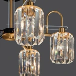 Потолочная люстра Wi-Fi на штанге Eurosvet Tenia 70090/5 черный (220V, хрусталь, управление смартфоном, голосовое управление, умный дом - Minimir Home, Алиса, Маруся, Салют)