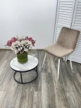 Обеденный стул M-City TINTIN BLUVEL-40 BEIGE / белый каркас