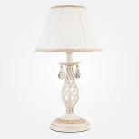 Интерьерная настольная лампа Eurosvet Amelia 10054/1 белый с золотом (для детской, 220V, хрусталь Strotskis, подвески, выключатель)