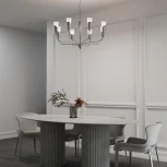 Подвесная люстра Wi-Fi Eurosvet Rhyton 60167/8 никель (220V, управление смартфоном, голосовое управление, умный дом - Minimir Home, Алиса, Маруся, Салют, на цепи)