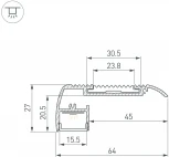 Профиль STAIR-W65-2000 ANOD (Arlight, Алюминий) 045666