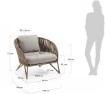 Кресло из ротанга La Forma (ex Julia Grup) Branzie (Коричневый,Серый/ Металл,Пена,Веревка,Сталь)