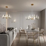 Подвесная люстра Odeon Light Lark 5431/30L золотой(под латунь)/белый градиент/беж./зеленый/ металл/стекло/керамика LED 30W 4000K (220V, на тросе, птички)