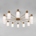 Потолочная люстра Wi-Fi на штанге Eurosvet Vegga 70160/12 латунь (220V, управление смартфоном, голосовое управление, умный дом - Minimir Home, Алиса, Маруся, Салют)