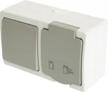 Розетка с заземлением с одноклавишным выключателем (белый,серый) Stekker Велена 49725