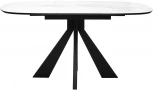 Стол ЭЛЬТОН 110 Белый мрамор, стекло / Черный каркас М-City