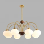 Потолочная люстра на штанге Lumion Larina 8323/8C латунь/белый, металл/стекло/дерево E27 8*60W 220V