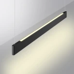 Подвесной линейный светильник Novotech Iter 359548 черный диммир. со сменой цв.темпер. (пульт ДУ/прилож. Smart Life) LED 12/24W 220V 3000-5700К (регулировка яркости, умный дом - Алиса, Tuya Smart, Smart Life, на тросе)