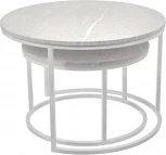 Набор кофейных столиков Bradex Home Tango бежевый мрамор с белыми ножками, 2шт (RF 0611)