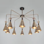 Умная потолочная люстра Wi-Fi на штанге Bogate's Glustin 316/10 латунь / черный (220V, управление смартфоном, голосовое управление, умный дом - Minimir Home, Алиса, Маруся, Салют)