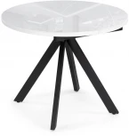 Стеклянный стол Woodville Ален 90(120)х90х75 белый / черный 516556