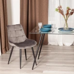 Стул ABRUZZO (mod. 8060) металл/вельвет, 52 х 63 85 см, светло-серый (HLR 24)/черный Tetchair 19232