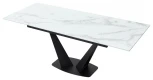 Стол Ниагара 140 БЕЛЫЙ МРАМОР, стекло / ЧЕРНЫЙ,