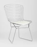 Стул обеденный Bertoia хромированный с белой подушкой УТ000004219