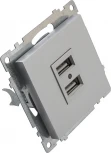 Розетка с USBх2 (серебро) Stekker Катрин 39588